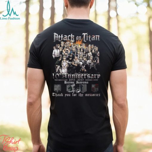 Attach On Titan 10th Anniversary 2013 – 2023 Isayama Hajime Thank You For The Memories T Shirt