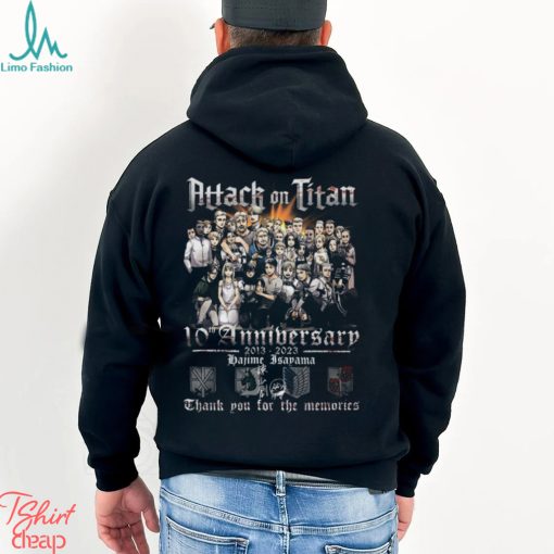 Attach On Titan 10th Anniversary 2013 – 2023 Isayama Hajime Thank You For The Memories T Shirt
