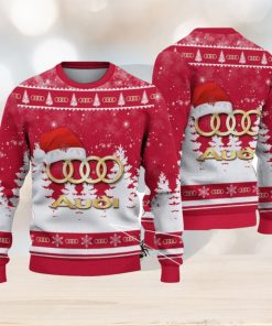 Audi Logo Wearing Santa Hat Christmas Gift Ugly Christmas Sweater For Car Lover 3D Sweater