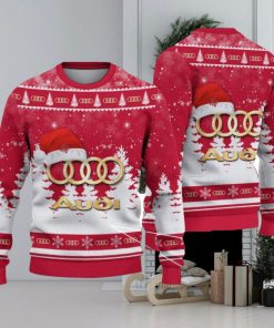 Audi Logo Wearing Santa Hat Christmas Gift Ugly Christmas Sweater For Car Lover 3D Sweater