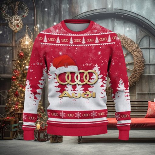 Audi Logo Wearing Santa Hat Christmas Gift Ugly Christmas Sweater For Men And Women Gift