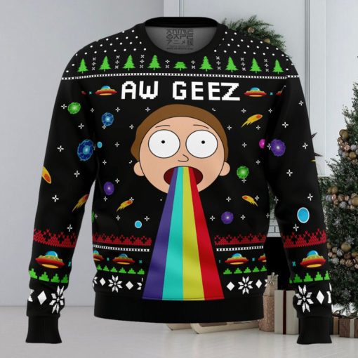 Aw Geez Rick and Morty Ugly Christmas Sweater