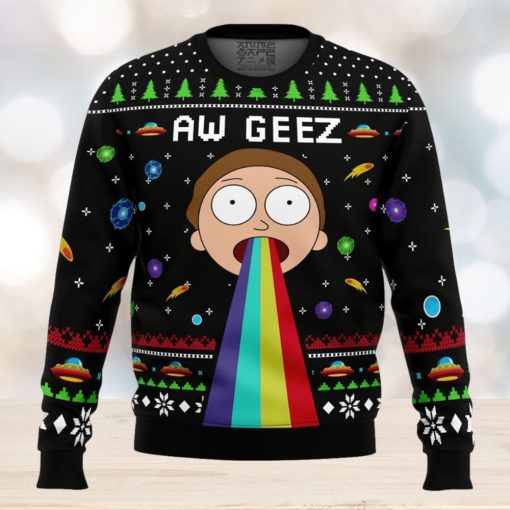 Aw Geez Rick and Morty Ugly Christmas Sweater