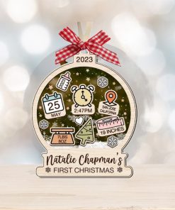 Baby Birth Stats Christmas Ornament, Custom Baby’s First Christmas Ornament, Baby Shaker Ornament, Christmas 4D Ornament, Baby Keepsake