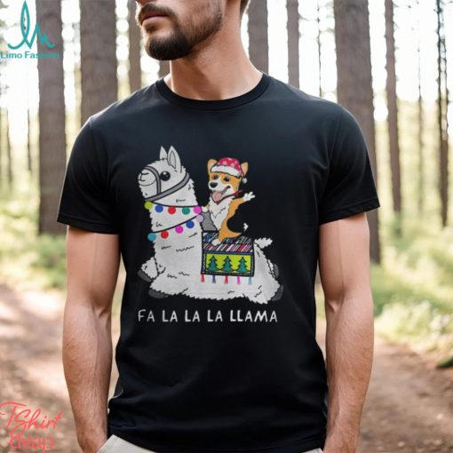Baby Corgi and Fa la la la llama christmas Shirt