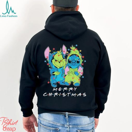 Baby Grinch and baby Stitch merry christmas light shirt