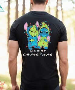 Baby Grinch and baby Stitch merry christmas light shirt