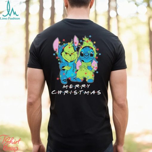 Baby Grinch and baby Stitch merry christmas light shirt