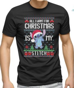 Baby Stitch hat santa all I want for christmas is my Stitch ugly christmas shirt