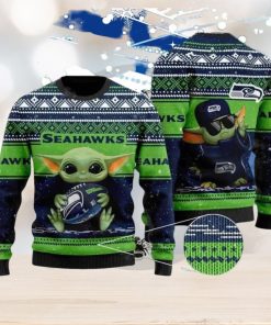 Baby Yoda NFL Seattle Seahawks Ugly Christmas Sweater Gift For Men And Women