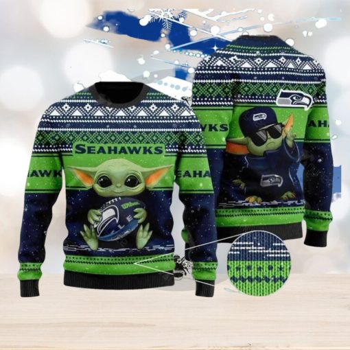 Baby Yoda NFL Seattle Seahawks Ugly Christmas Sweater Gift For Men And Women