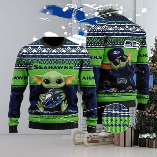 Baby Yoda NFL Seattle Seahawks Ugly Christmas Sweater Gift For Men And Women