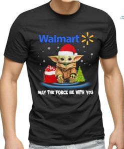 Baby Yoda hat santa Walmart may the force be with you logo christmas shirt