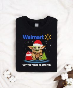 Baby Yoda hat santa Walmart may the force be with you logo christmas shirt