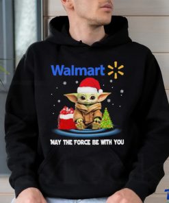 Baby Yoda hat santa Walmart may the force be with you logo christmas shirt
