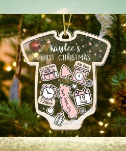 Baby's First Christmas Ornament 2023, Personalized Baby 1st Christmas Ornament, Custom New Baby Gift, 4D Shake Babies Ornament, Baby Shower