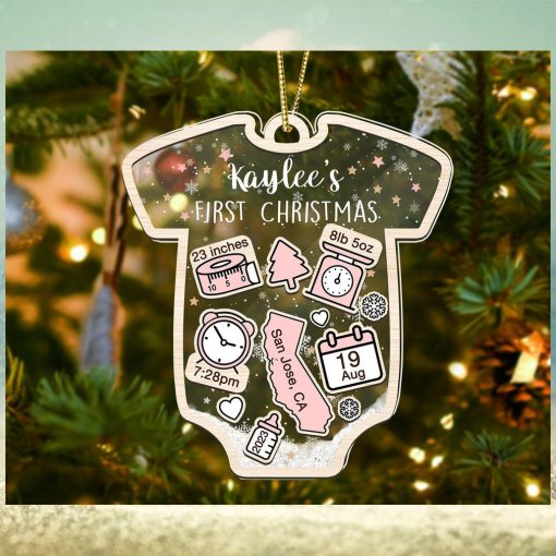 Baby’s First Christmas Ornament 2023, Personalized Baby 1st Christmas Ornament, Custom New Baby Gift, 4D Shake Babies Ornament, Baby Shower