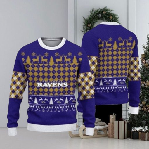 Baltimore Ravens Caro Parttern Ugly Christmas Sweaters