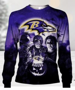 Baltimore Ravens Horror Movie Halloween Ugly Christmas Sweaters