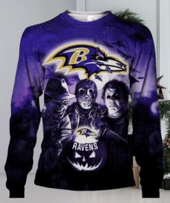 Baltimore Ravens Horror Movie Halloween Ugly Christmas Sweaters