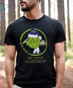 Baltimore Ravens NFL Christmas Grinch Shirt I Hate People But I Love My Baltimore Ravens Shirt