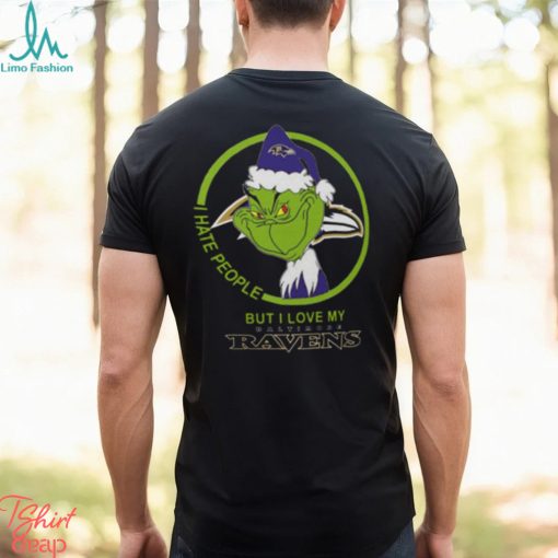 Baltimore Ravens NFL Christmas Grinch Shirt I Hate People But I Love My Baltimore Ravens Shirt
