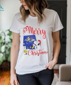 Baltimore Ravens Snoopy And Woodstock Merry Christmas Shirt