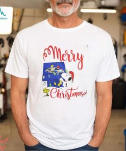 Baltimore Ravens Snoopy And Woodstock Merry Christmas Shirt