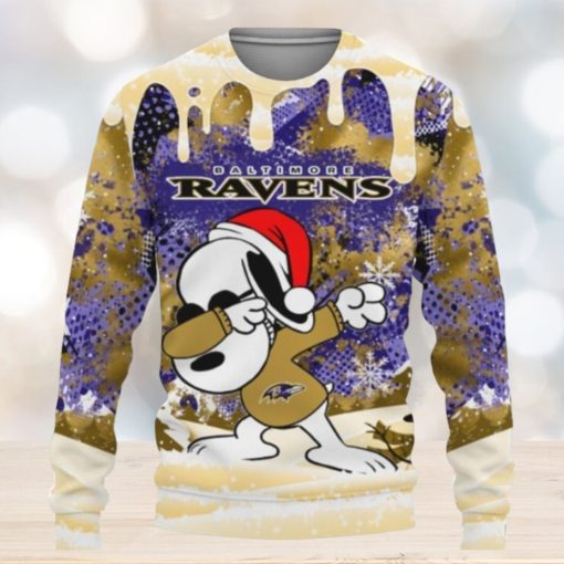 Baltimore Ravens Snoopy Dabbing The Peanuts Ugly Christmas Sweaters