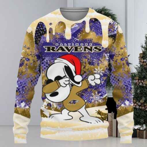 Baltimore Ravens Snoopy Dabbing The Peanuts Ugly Christmas Sweaters