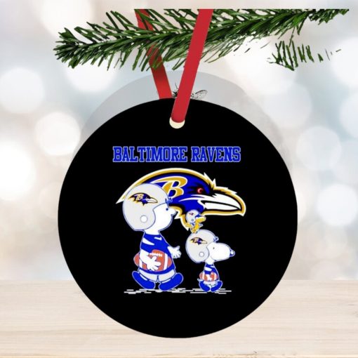 Baltimore Ravens Snoopy play soccer ornament