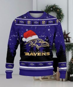 Baltimore Ravens Ugly Christmas Sweater Tree Santa Hat Car For Fans Gift Familys Holidays