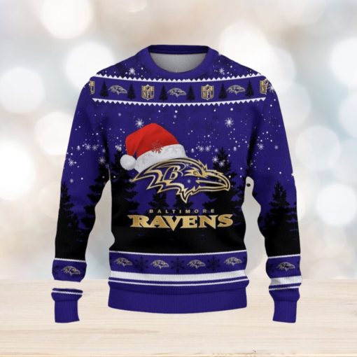 Baltimore Ravens Ugly Christmas Sweater Tree Santa Hat Car For Fans Gift Familys Holidays