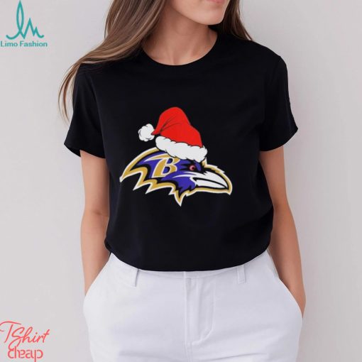 Baltimore Ravens logo Santa Hat Christmas 2023 Shirt