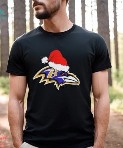 Baltimore Ravens logo Santa Hat Christmas 2023 Shirt