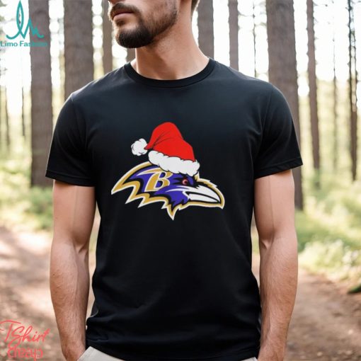 Baltimore Ravens logo Santa Hat Christmas 2023 Shirt