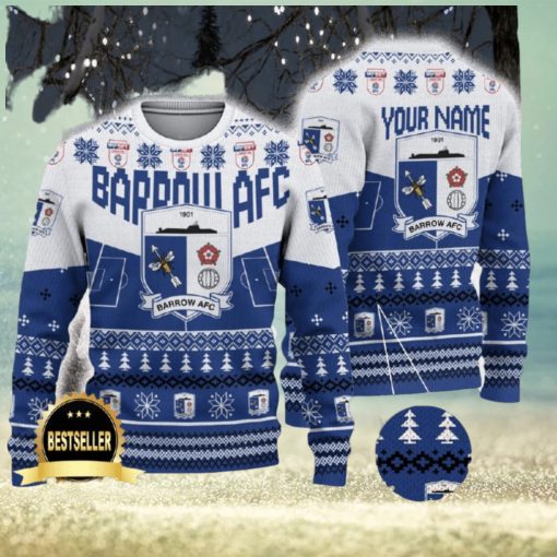 Barrow AFC Ugly Christmas Sweater Logo Custom Name Gift Fans