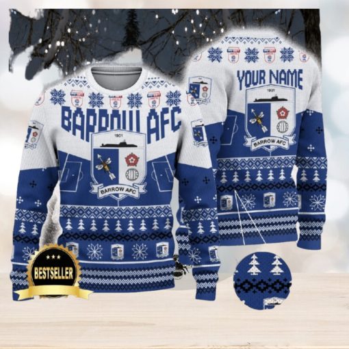 Barrow AFC Ugly Christmas Sweater Logo Custom Name Gift Fans