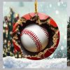 Baseball Breaking Wall Christmas Ornament