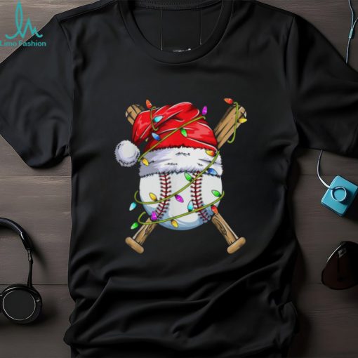 Baseball Wearing Noel Hat   Funny Christmas Baseball Classic T Shirt