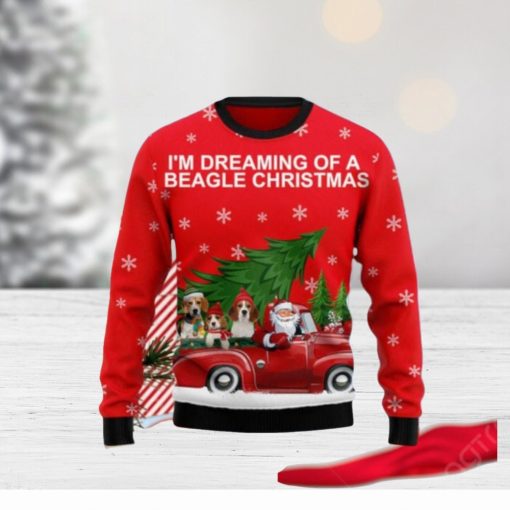 Beagle And Red Truck Ugly Christmas Sweaters Special Gift For Men And Women