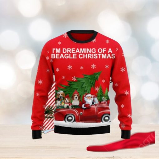 Beagle And Red Truck Ugly Christmas Sweaters Special Gift For Men And Women