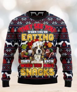 Beagle Dog They Know When You Have Snacks Ugly Christmas Sweater