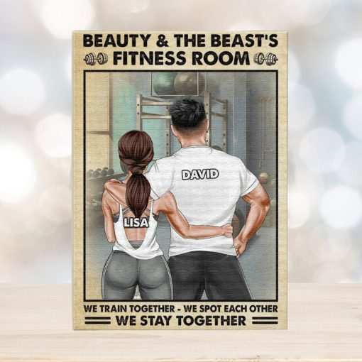 Beauty & The Beast’s Fitness Room, Train Together   Personalized Poster & Canvas Prints