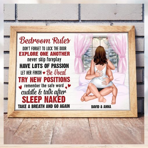 Bedroom Rules, Personalized Naughty Canvas Print, Couple Gift