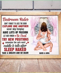 Bedroom Rules, Personalized Naughty Canvas Print, Couple Gift