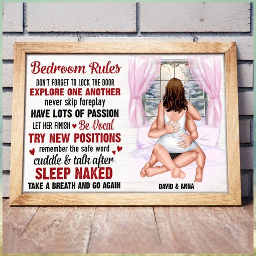 Bedroom Rules, Personalized Naughty Canvas Print, Couple Gift