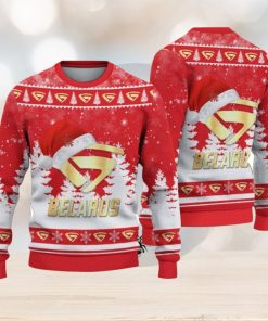 Belarus Logo Wearing Santa Hat Christmas Gift Ugly Christmas Sweater For Car Lover 3D Sweater