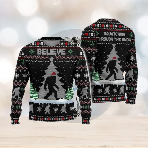 Believe Big Feet Character Ugly Christmas Sweater