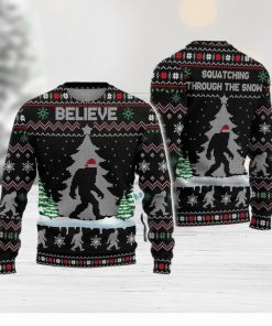 Believe Big Feet Character Ugly Christmas Sweater